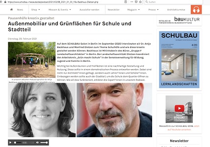 Podcast mit Dr. Antje Backhaus und Manfred Dietzen, Screenshot auf www.schulbau-messe.de