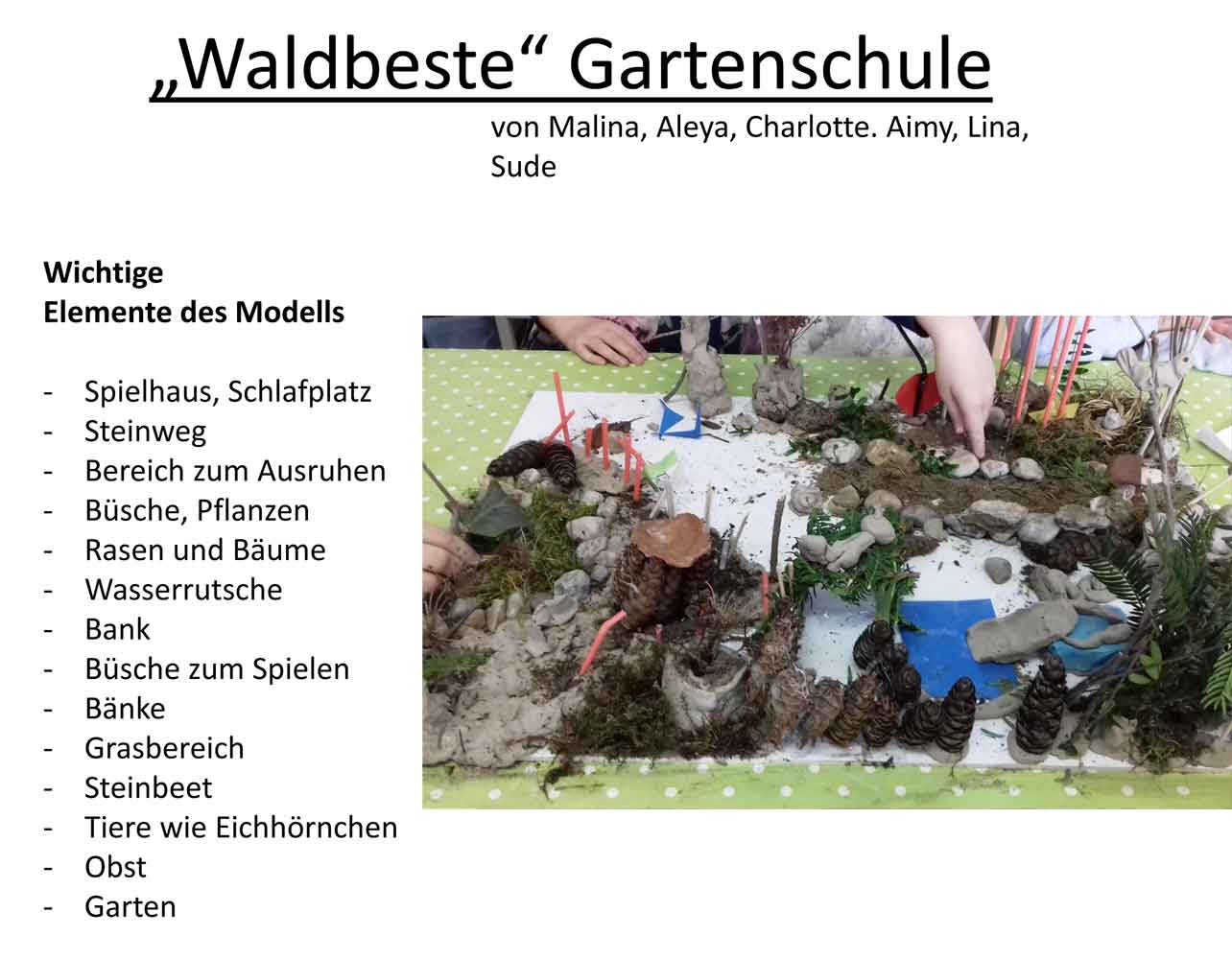 Präsentation Modell „Waldbeste“ Gartenschule